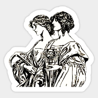 Romantic medieval girls Sticker